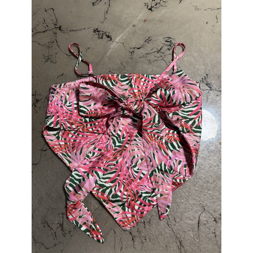 Shein Tropical Floral Animal Print Tie Adjustable Top